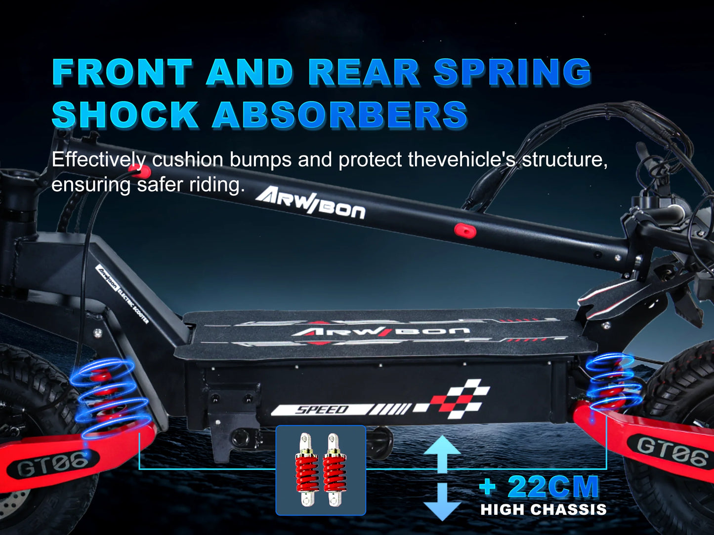 30MPH Electric Scooter with 1200W Motor – 20/40 Mile Range, Spring Damping, Disc Brake & 11" Off-Road Folding Tires