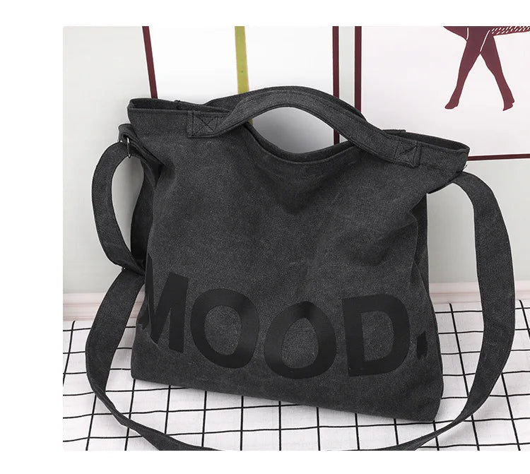 Women’s Tote Bag – Casual Canvas, Large Capacity Designer Handbag, Letters Shoulder & Crossbody Luxury Big Shopper Bag