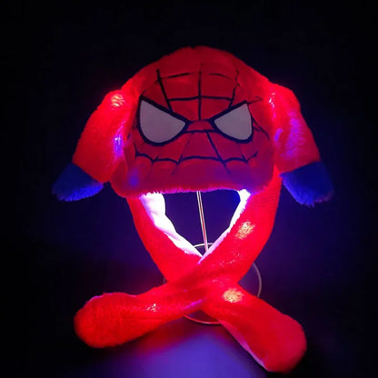 2024 Anime Cosplay Spider-Man Plush Hat – Cute Glowing Bear & Bunny Ears, Moving Jumping Preppy Toy Cap Gift