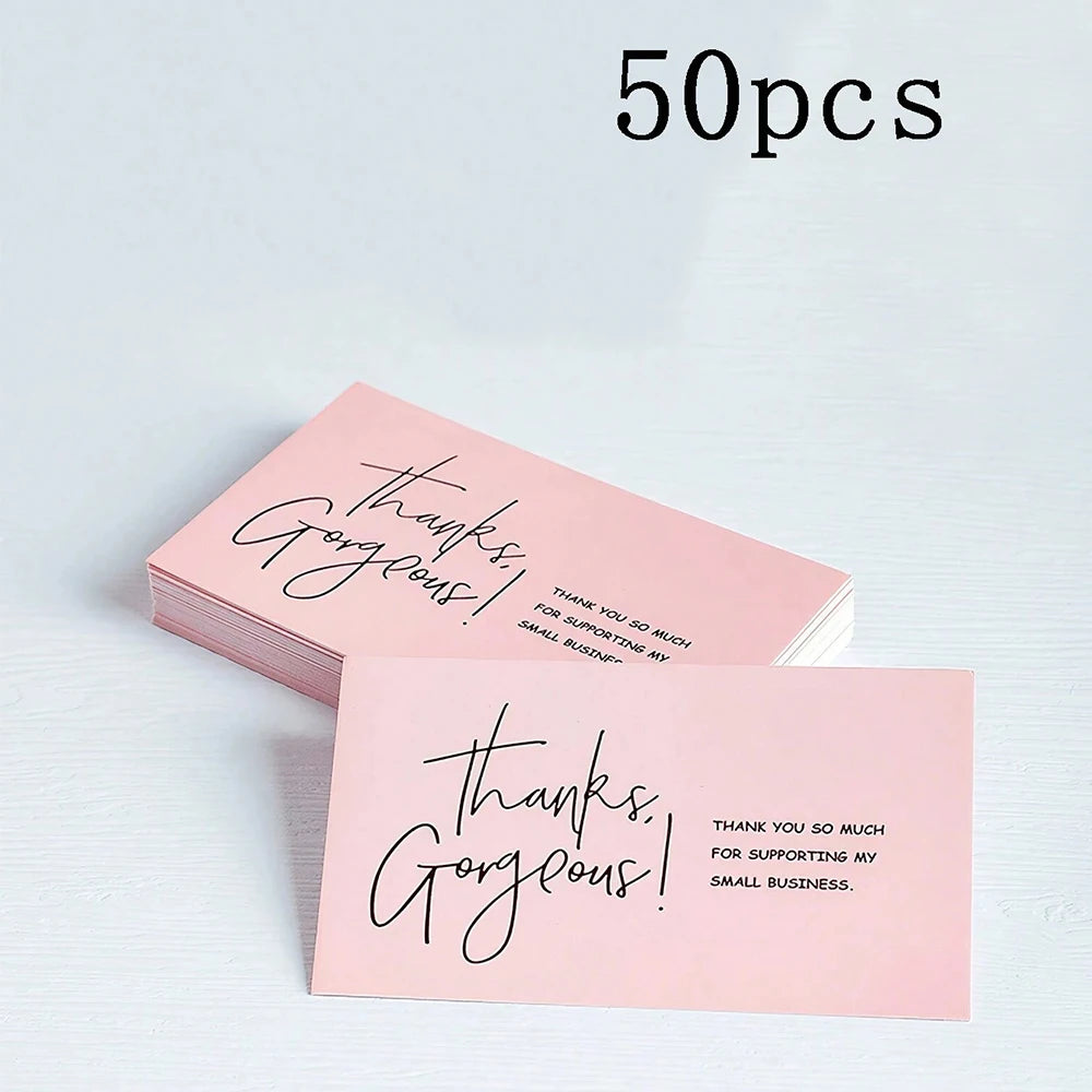 50pcs Thank You Business Cards – Customer Appreciation Gift Labels for Small Business, Cake Packaging & Retail Shop Branding Cards