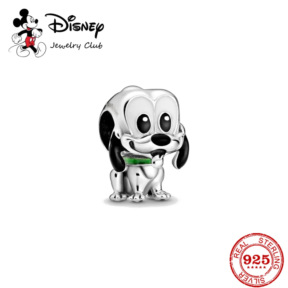 New 925 Sterling Silver Mickey Minnie Vinnie Charm – Beaded Fit for Original Pendant Bracelet, DIY Ladies Jewelry