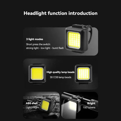 Mini Mountain Bike Front Light – Multifunctional Strong LED Bicycle Flashlight with Backpack Buckle for Outdoor Cycling Safety
