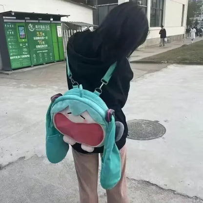 Hatsune Miku Shoulder Bag – Cute Anime Girl Plush Backpack, Kawaii Knapsack for Students & Kids Gifts