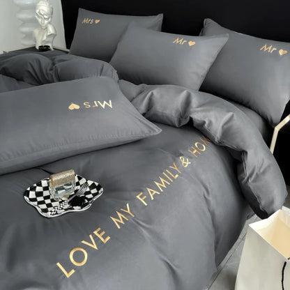 Nordic Luxury Egyptian Cotton Bedding Set - King, Queen, Double, Twin Size with Sheet, Duvet Cover & Pillowcases