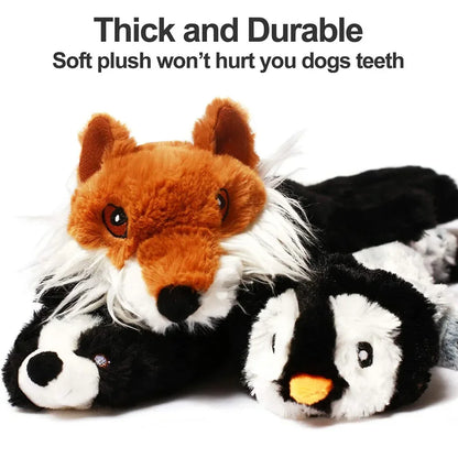 5-Pack Stuffingless Dog Toys – Funny Animal Plush Chew Toys with Squeakers & Crinkle for Dogs