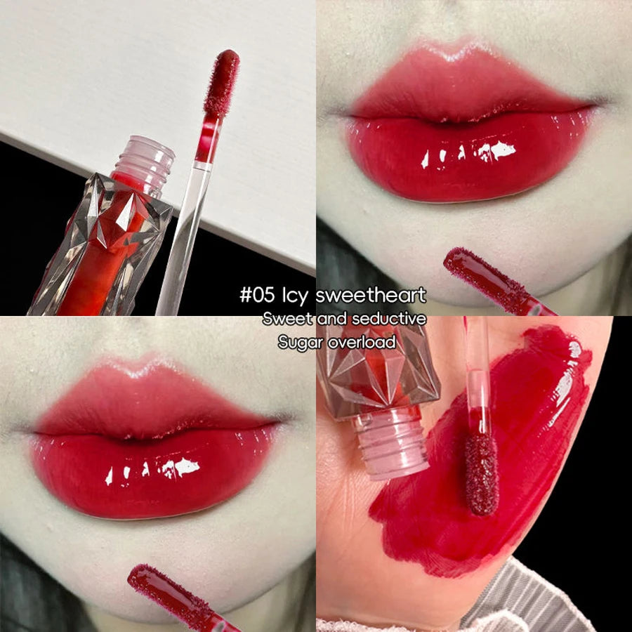 Long-Lasting Waterproof Lip Gloss – Moisturizing Mirror Shine, Easy Halo-Dyeing, Transparent Color Cosmetics