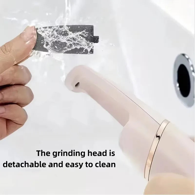 Rechargeable Electric Foot Grinder - USB Pedicure Tool With 2 Roller Heads For Dead Skin Removal