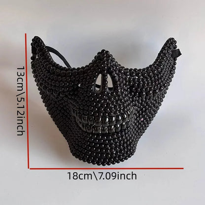 Ghost Rider Pearl Mask - Handmade Horror Half Face Halloween Carnival Mask