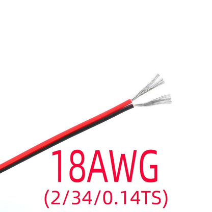 2 Pin Electrical Wire – Tinned Copper 18/20/22/24/26 AWG PVC Insulated Red & Black Cable for LED Strip Extension