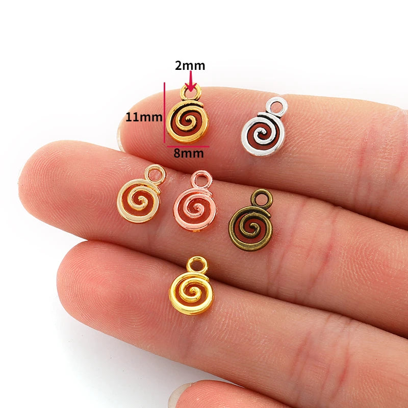 40pcs Swirl Alloy Charms - 6-Color Metal Pendants for DIY Handmade Jewelry Making & Accessories