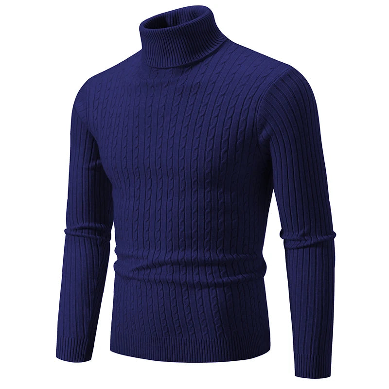 Men's High Neck Turtleneck Sweater - Warm Knitted Pullover Winter Casual Outdoor Top