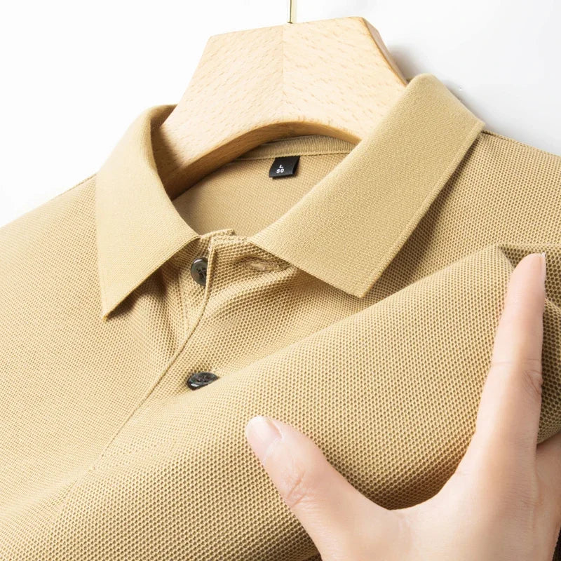 Men's 100% Cotton Polo Shirt - Breathable Summer Golf & Business Casual Tee with Silk-Like Finish