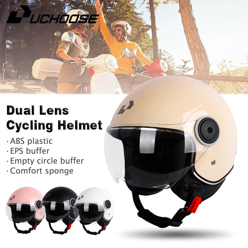 DOT Certified Vintage Open Face Motorcycle Helmet – Retro 3/4 Cruise Casco Casque Moto for Men & Women