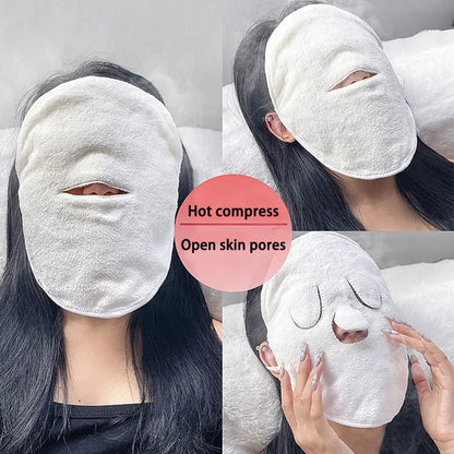 Cotton Hot Compress Towel - Skin Care Mask for Clean, Steamed Face and Opened Pores - Beauty Facial Care Tool