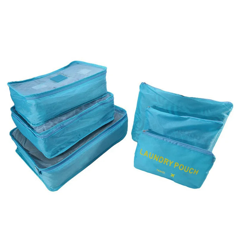 6PCS Travel Storage Bag Set – Clothes Organizer, Wardrobe Pouches & Packing Cubes for Suitcases