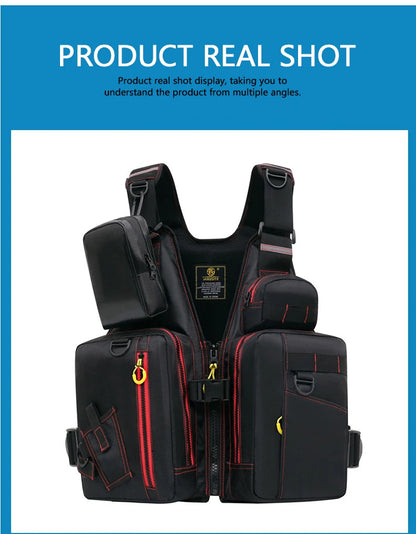 Multi-Functional Life Jacket Vest for Outdoor Fishing – Safety Vest with Storage Pockets & Buoyant Materials