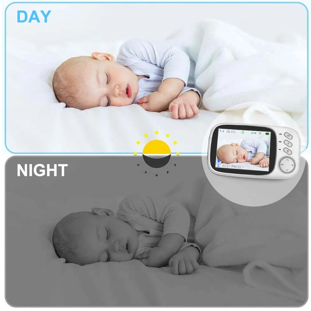 3.5" Video Baby Monitor — Night Vision, 2.4G Two-Way Audio, Temperature Display, Home Security Camera