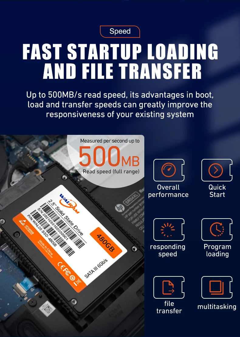 WALRAM SSD 240GB, 120GB, 480GB – 2.5" SATA3 Solid State Drive for Desktop & Laptop, Available in 128GB, 256GB, 512GB, 1TB