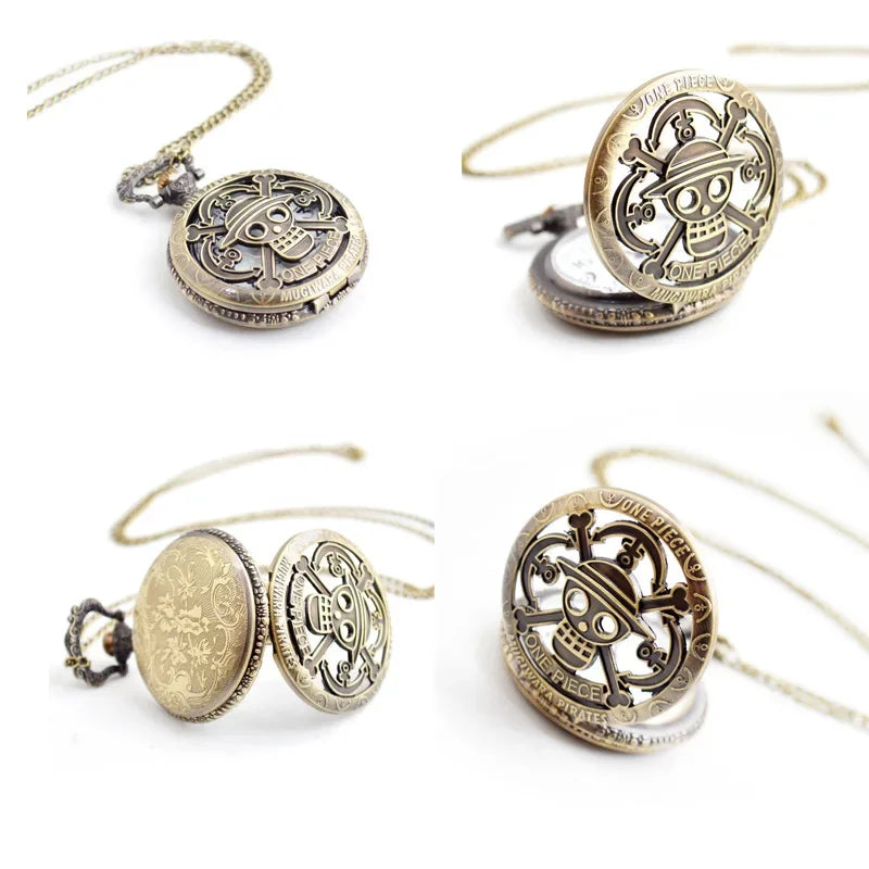 One Piece Anime Pocket Watch – Vintage Bronze Fashion Toy for Kids, Birthday Gift