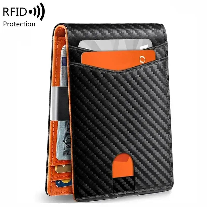 RFID Carbon Fiber Slim Wallet for Men – Luxury Money Bag, Thin Card Holder, Small Short Billfold Purse