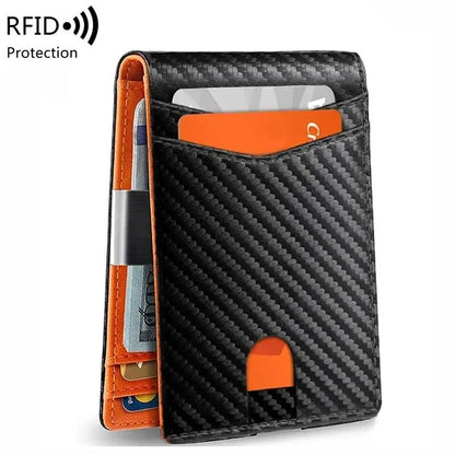 RFID Carbon Fiber Men’s Wallet — Slim Luxury Card Holder, Small Money Bag, Short Purse & Billfold for Men