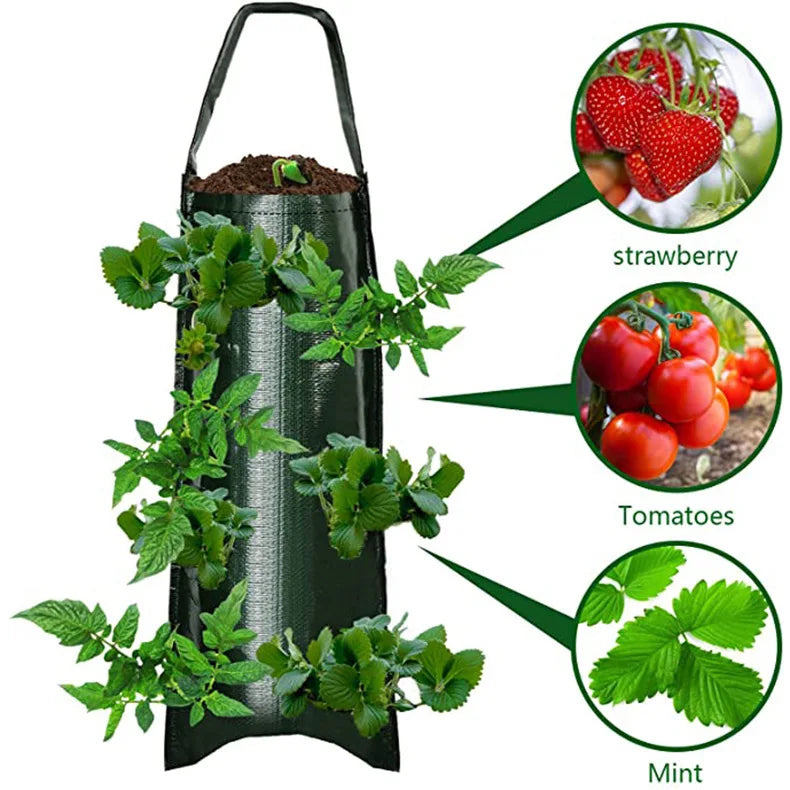 Multi-Function Hanging Grow Bag - Upside Down Planter for Strawberries, Tomatoes, Potatoes, Vegetables & Flowers - Garden Decoration