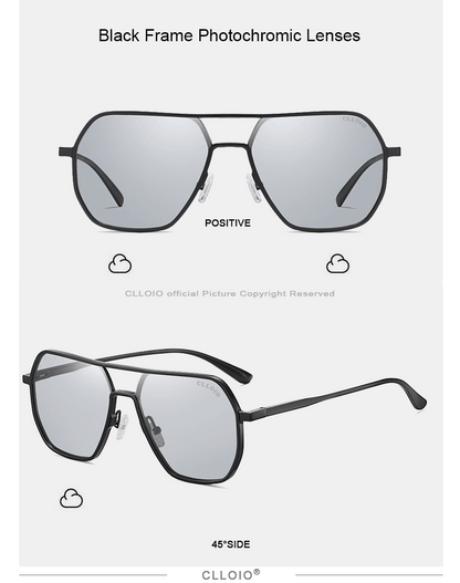 CLLOIO Fashion Aluminum Photochromic Sunglasses – Polarized Chameleon Anti-Glare Driving Glasses for Men & Women