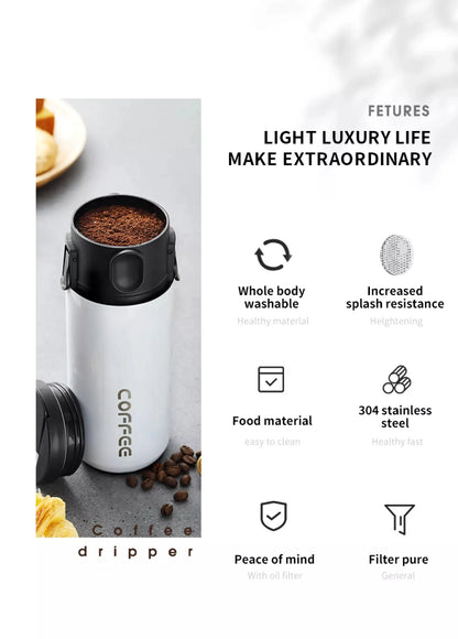 304 Stainless Steel Portable Coffee Filter – Reusable Drip Coffee Tea Holder Mug Set with Coffee Pot & Dripper