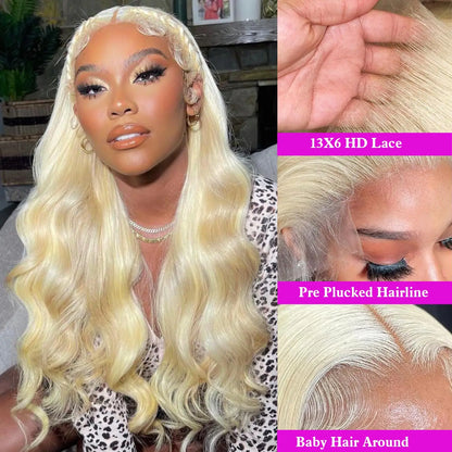 38 Inch 613 Blonde Body Wave HD Lace Front Wig – 13x6 Lace Frontal Human Hair Wig for Women
