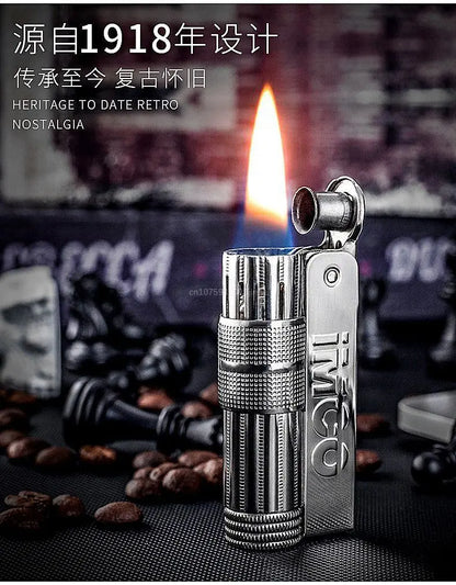 IMCO Aiku 6700 Metal Lighter – Austrian Retro Trench Design, Windproof Kerosene Lighter for Men’s Smoking Gift