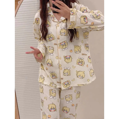 Kagamine Rin & Len Anime Pajamas — Long Sleeve Costume for Girls, 35-65Kg, Cosplay Sleepwear