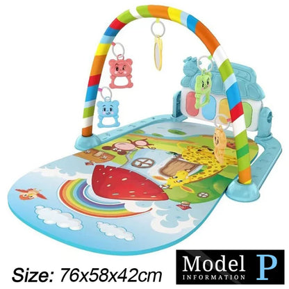 Baby Fitness Play Gym - Newborn Piano Activity Mat with Music, Crawling Blanket & Early Education Toys 0-36 Months