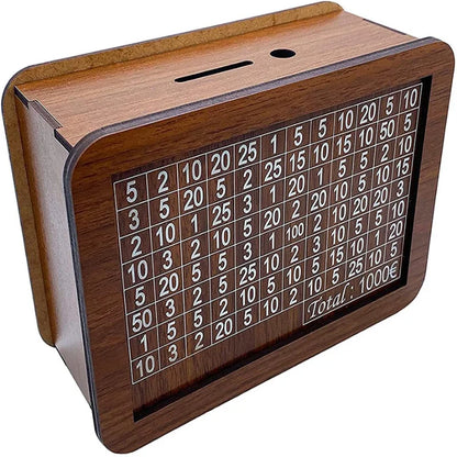 Handmade Wooden Piggy Bank: Reusable Money Box with Saving Goal - Encourages Saving Habit with Checkable Numbers