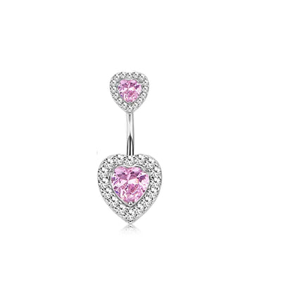 Stainless Steel CZ Belly Button Piercing – Heart & Butterfly Navel Barbell Jewelry for Women Sexy Navel Ring