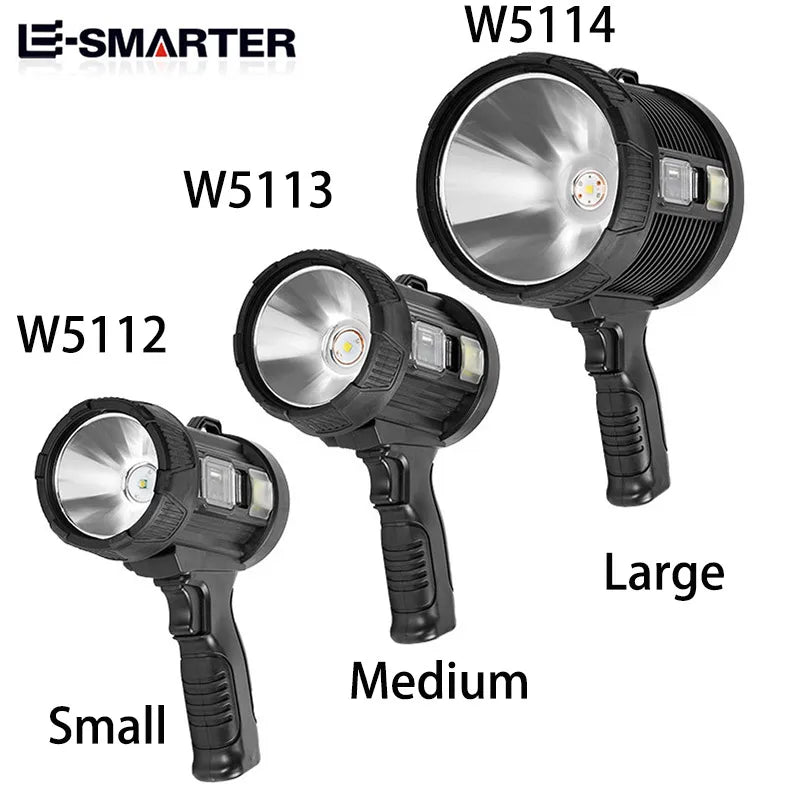 Rechargeable 900,000 Lumens LED Spotlight – Super Bright Handheld Outdoor Flashlight & Solar Searchlight