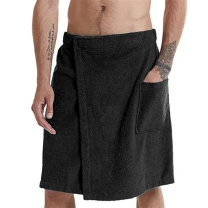 Men’s Soft Wearable Bath Towel with Pocket – Bathrobe Shower Wrap for Sauna, Gym, Swimming, Spa & Beach