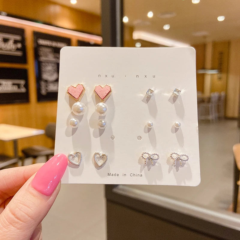 S925 Silver Stud Earrings Set - Simple Cute Mini Earrings for Women Girls Exquisite Jewelry Gift Wholesale