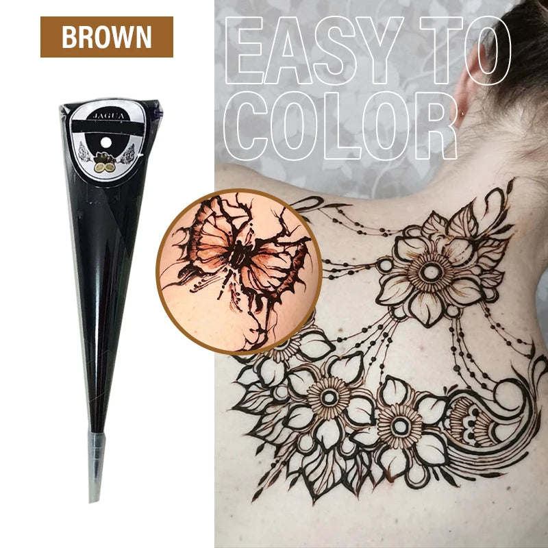 Henna Temporary Tattoo Cone – Non-Toxic Waterproof Body Art Paste for Skin Decoration, Festival & Creative Body Painting