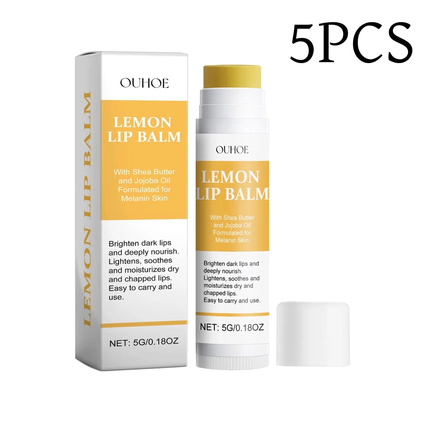 Lemon Ginger Lip Balm - Turmeric Lip Care Mask for Dark Lip Appearance, Exfoliating Moisturizing Gloss Oil & Hydration