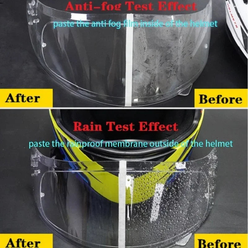 Universal Motorcycle Helmet Anti-Fog & Rainproof Film – Clear, Durable Nano Coating Sticker