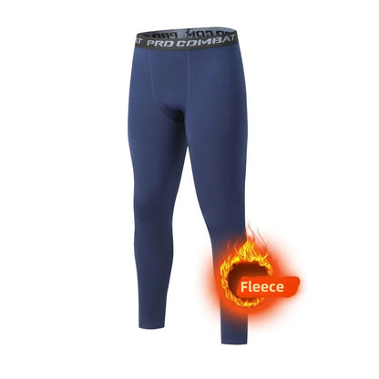 Winter Men's Thermal Underwear – Fleece Compression Tights & Warm Long Pants (3XL)