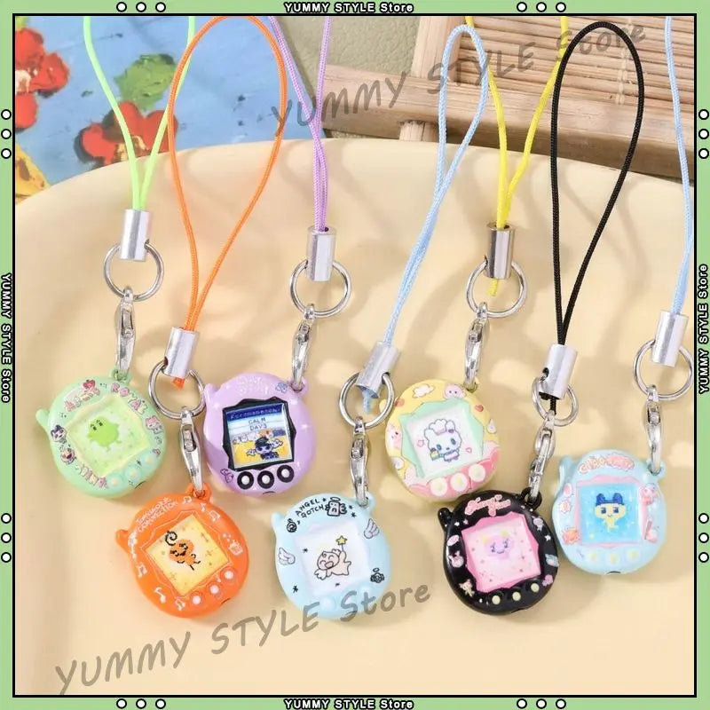 Mini Tamagotchi Alloy Keychain Pendant - Kawaii Miniature Virtual Pet Charm for Phones, Dolls and DIY Decorations