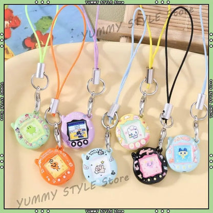 Mini Tamagotchi Alloy Keychain Pendant - Kawaii Miniature Virtual Pet Charm for Phones, Dolls and DIY Decorations