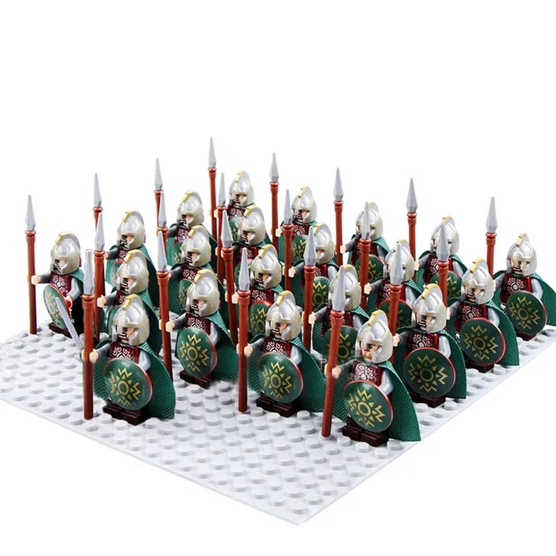 21PCS Medieval Fantasy Warrior Figures – Dwarf, Elf, Knight & Orc Building Brick Toys