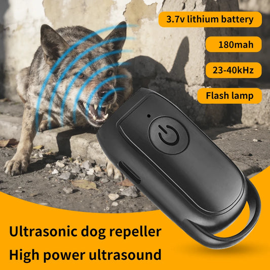 Portable Ultrasonic Dog Repeller - 180mAh Rechargeable Outdoor Deterrent Tool with Flashlight & Long Distance Training Function