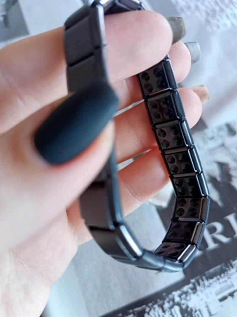 New Stainless Steel Black Germanium Magnetic Chain Bracelet – Health Care Energy Jewelry for Men & Women, Snoring Relief Bracelet