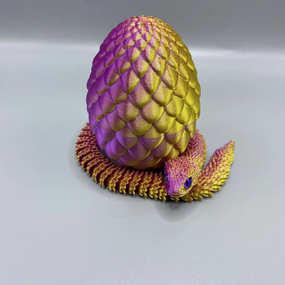 4PCS 3D Printed Articulated Snake Surprise Egg Set – Flexible Joint Fidget Decoration Gift for 3D Printing Fans