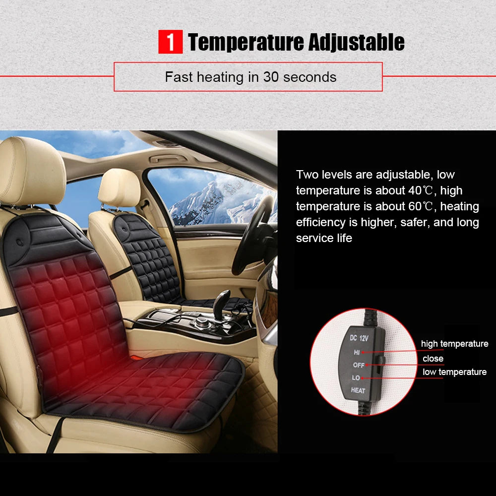 12V Electric Heated Car & Home Seat Cushion — Universal Warm Winter Cushion Cover