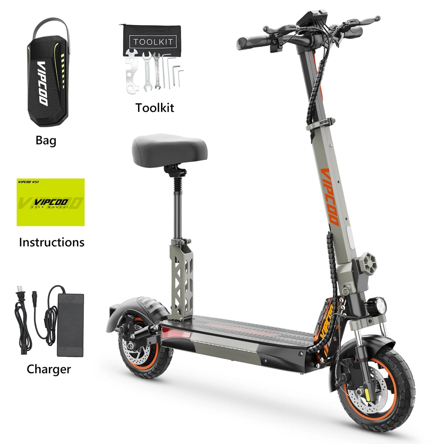 VIPCOO VS1 Electric Scooter – 700W Motor, 48V 13AH Battery, Portable Folding with 10” Off-Road Air Tires