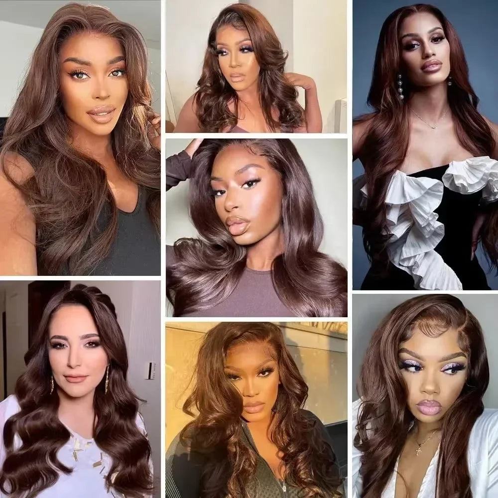 13x6 HD Lace Front Wig – Dark Brown Body Wave Human Hair Wig, 36 Inch Pre-Plucked Brazilian Chocolate Brown Lace Frontal Wig